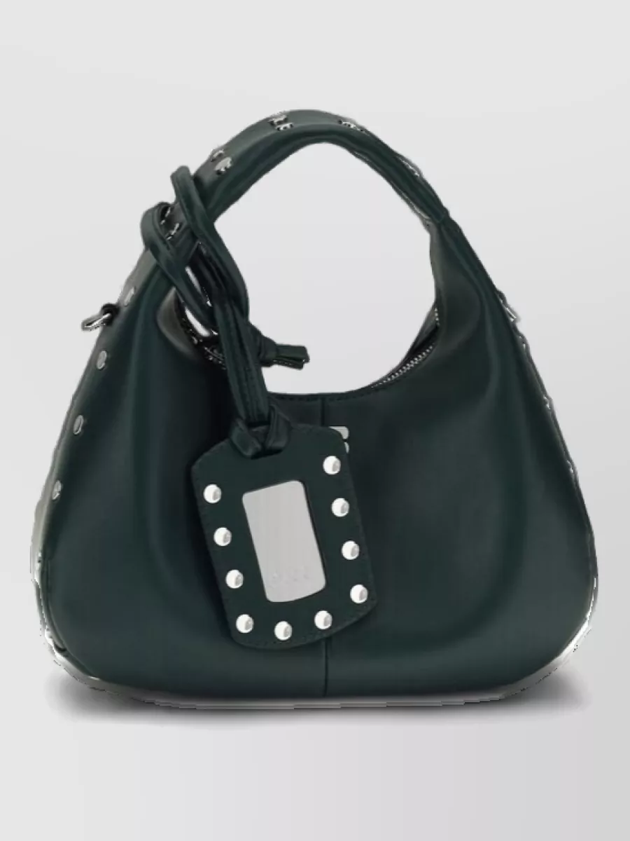 Ganni Mini Hobo Mini Studded Recycled Leather Shoulder Bag