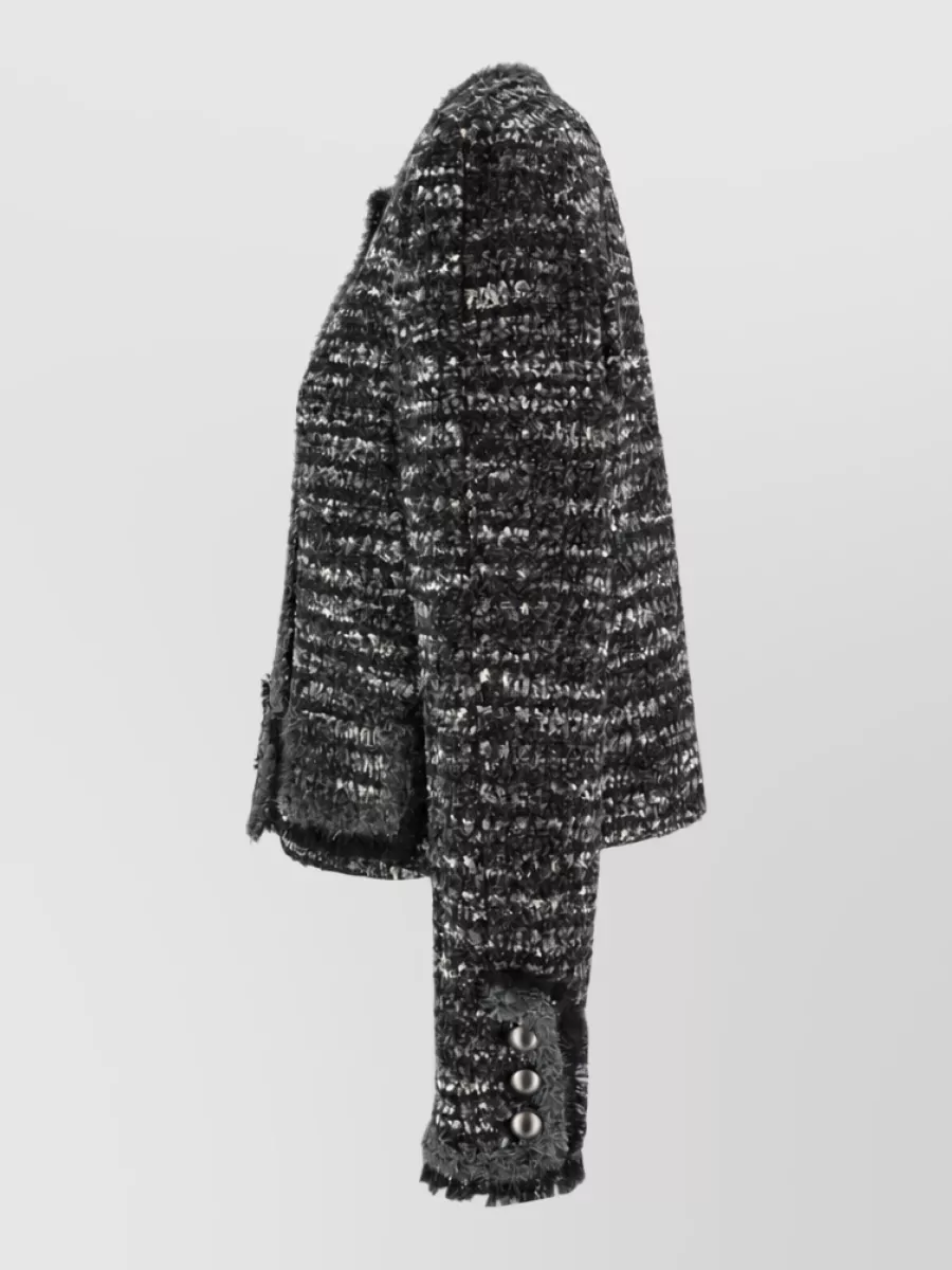 Emporio Armani Single Breasted Tweed Coat