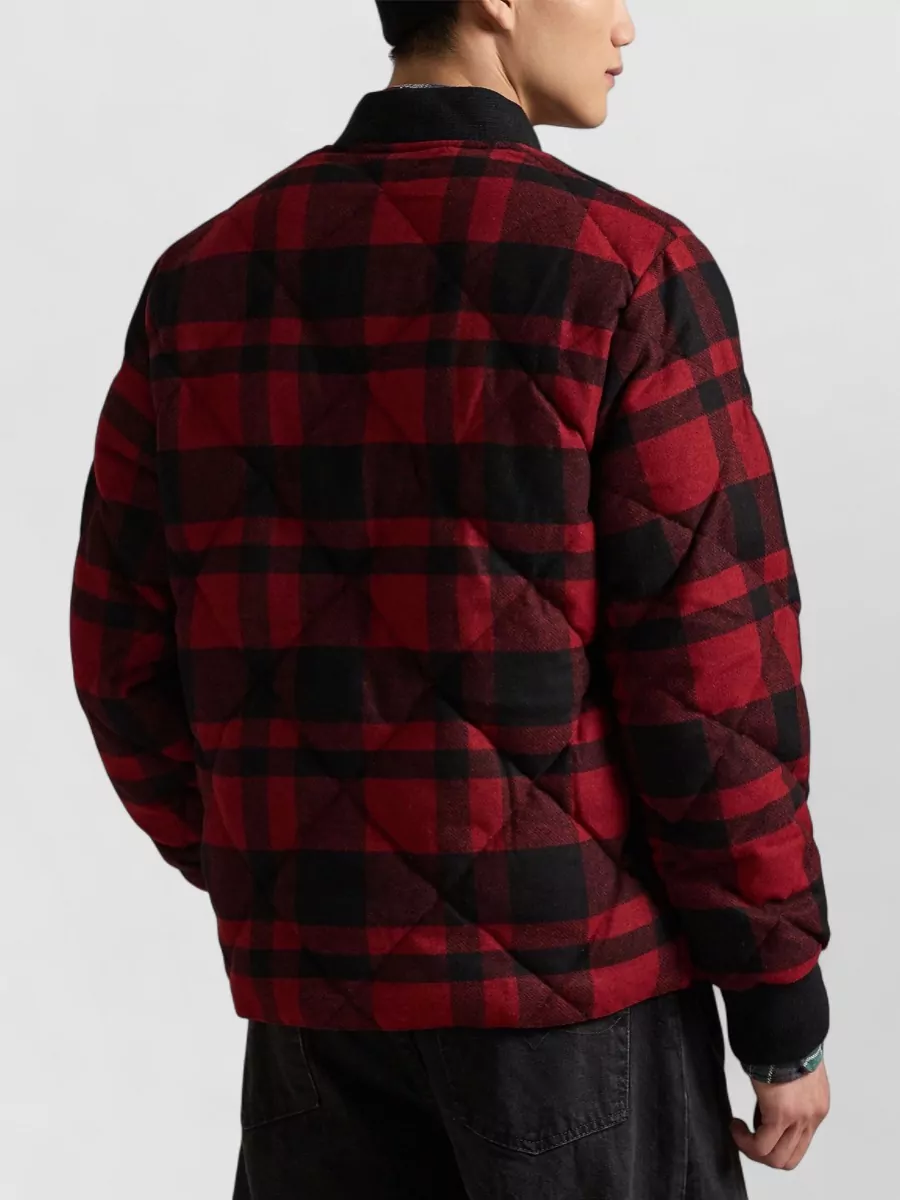 Ralph Lauren Quilted Checked Bomber Jacket With Ribbed Cuffs