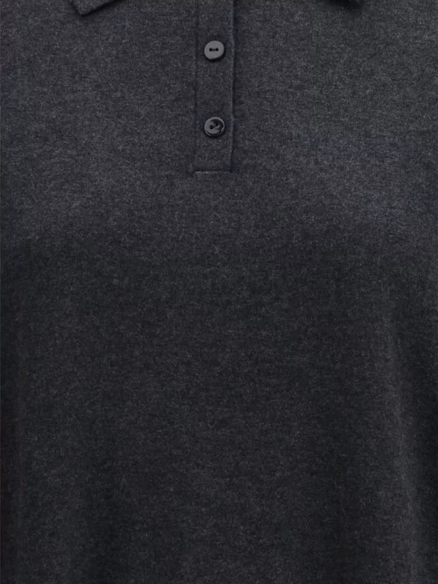 Lisa Yang Cotton Cashmere Ribbed Relaxed-Fit Long-Sleeve Polo Top