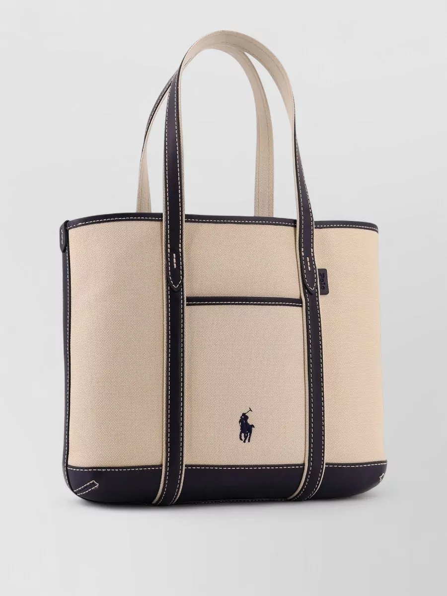 Polo Ralph Lauren Canvas Shoulder Bag Embroidered Logo Front