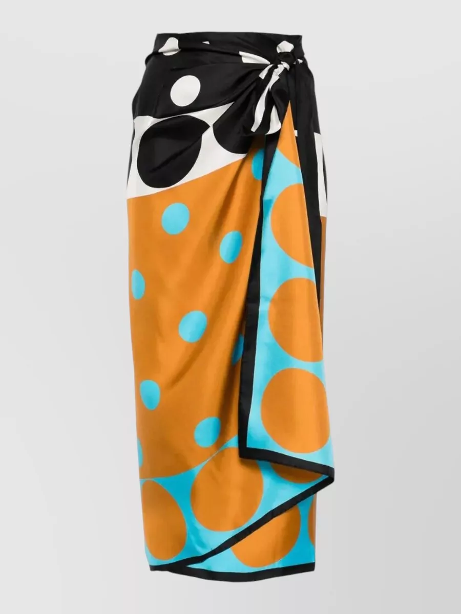 Dries Van Noten Silk Printed Wrap Midi Skirt