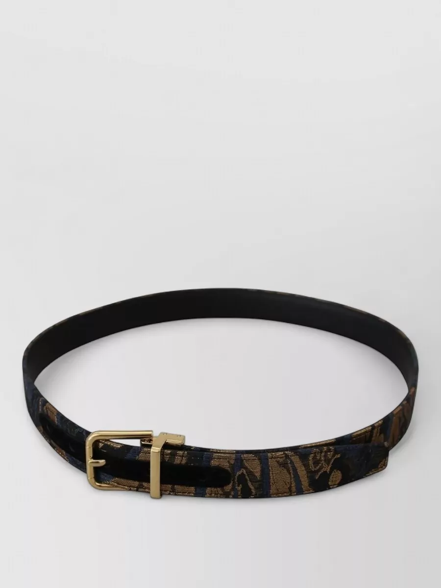 Dolce&Gabbana Leather Jacquard Logo Buckle Belt