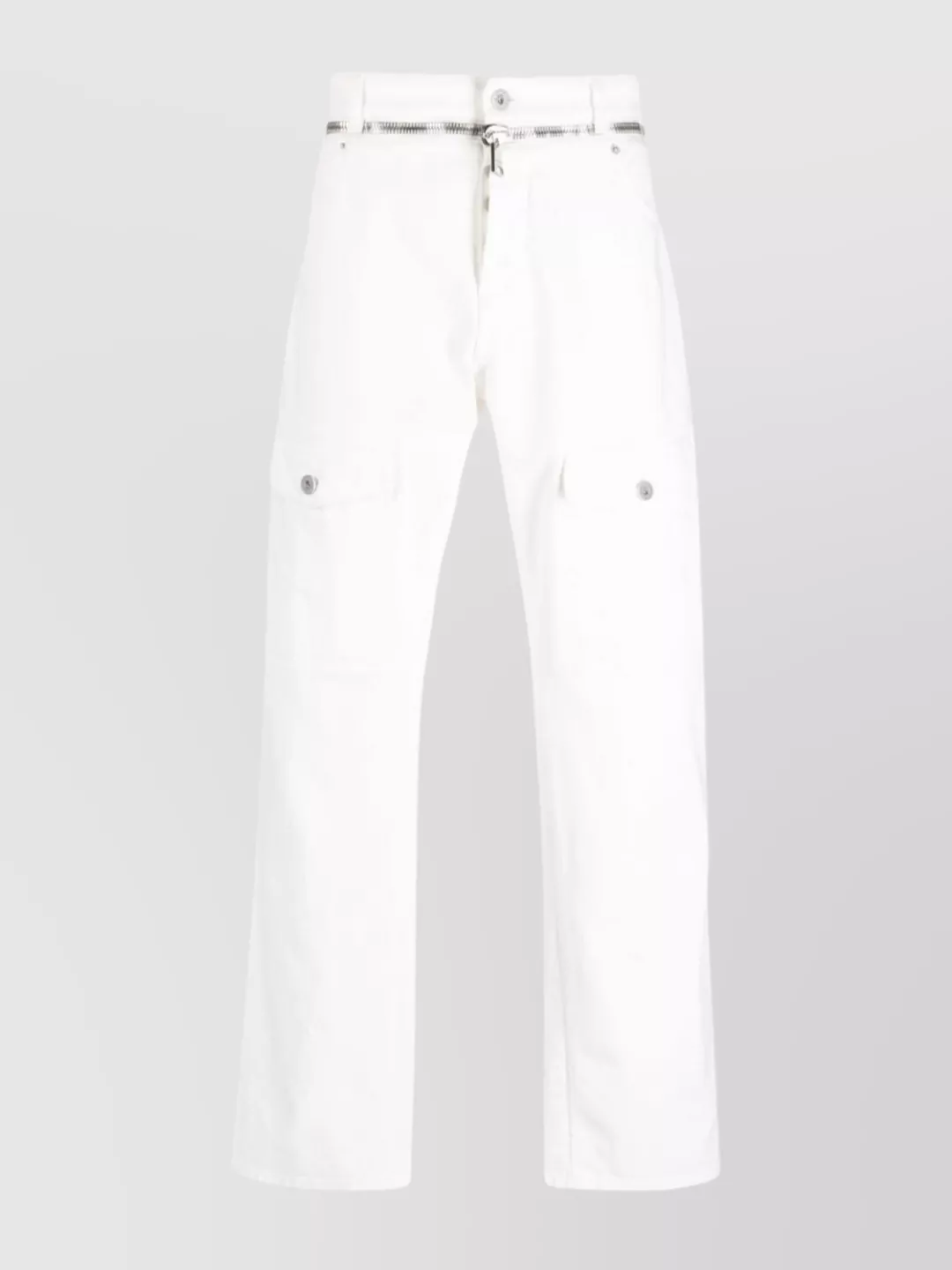 Shop Balmain Mid-rise Straight Leg Trousers In White
