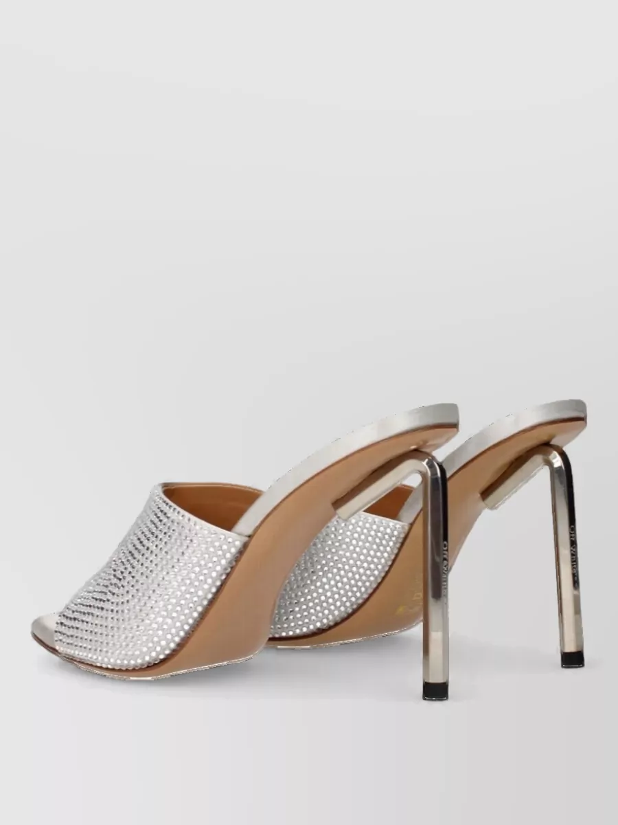 Off-White Satin Stiletto Heel Mules
