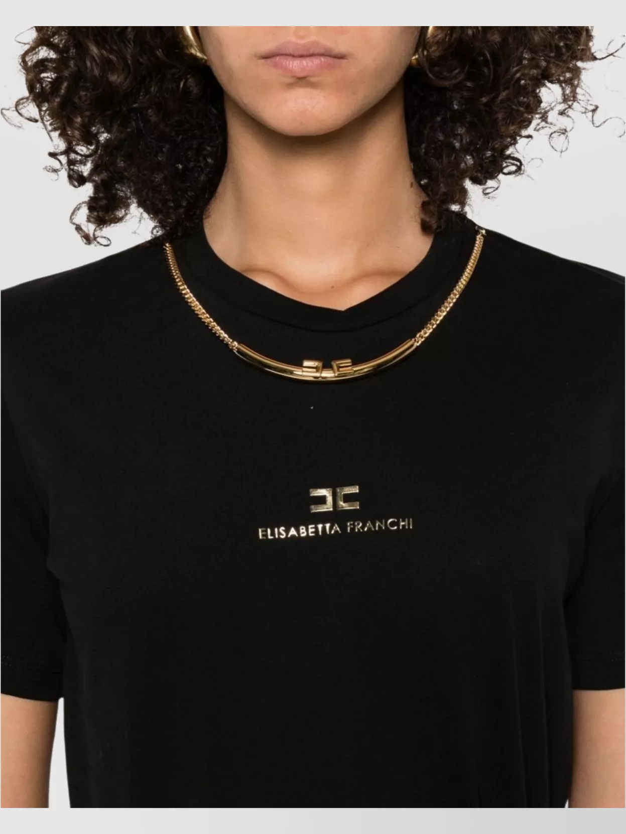 Elisabetta Franchi Cotton T-Shirt Chain Embellishment