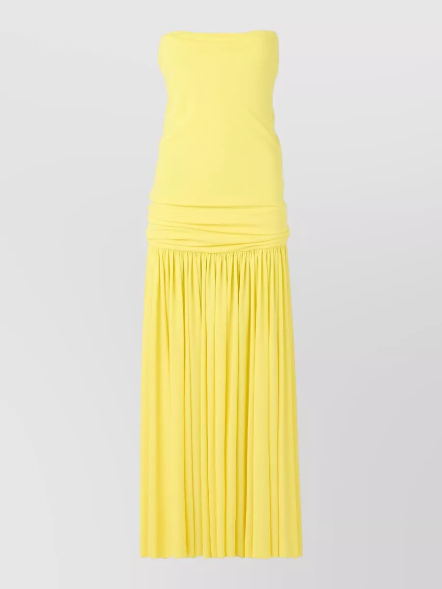 Jacquemus Maxi Dress Spaghetti Straps Ruched Open Back In Yellow