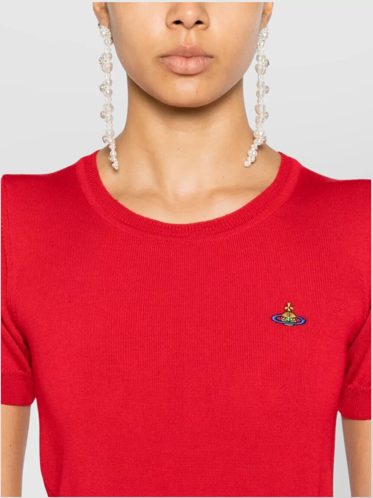 Vivienne Westwood Short Sleeve Knit Top With Ribbed Hem