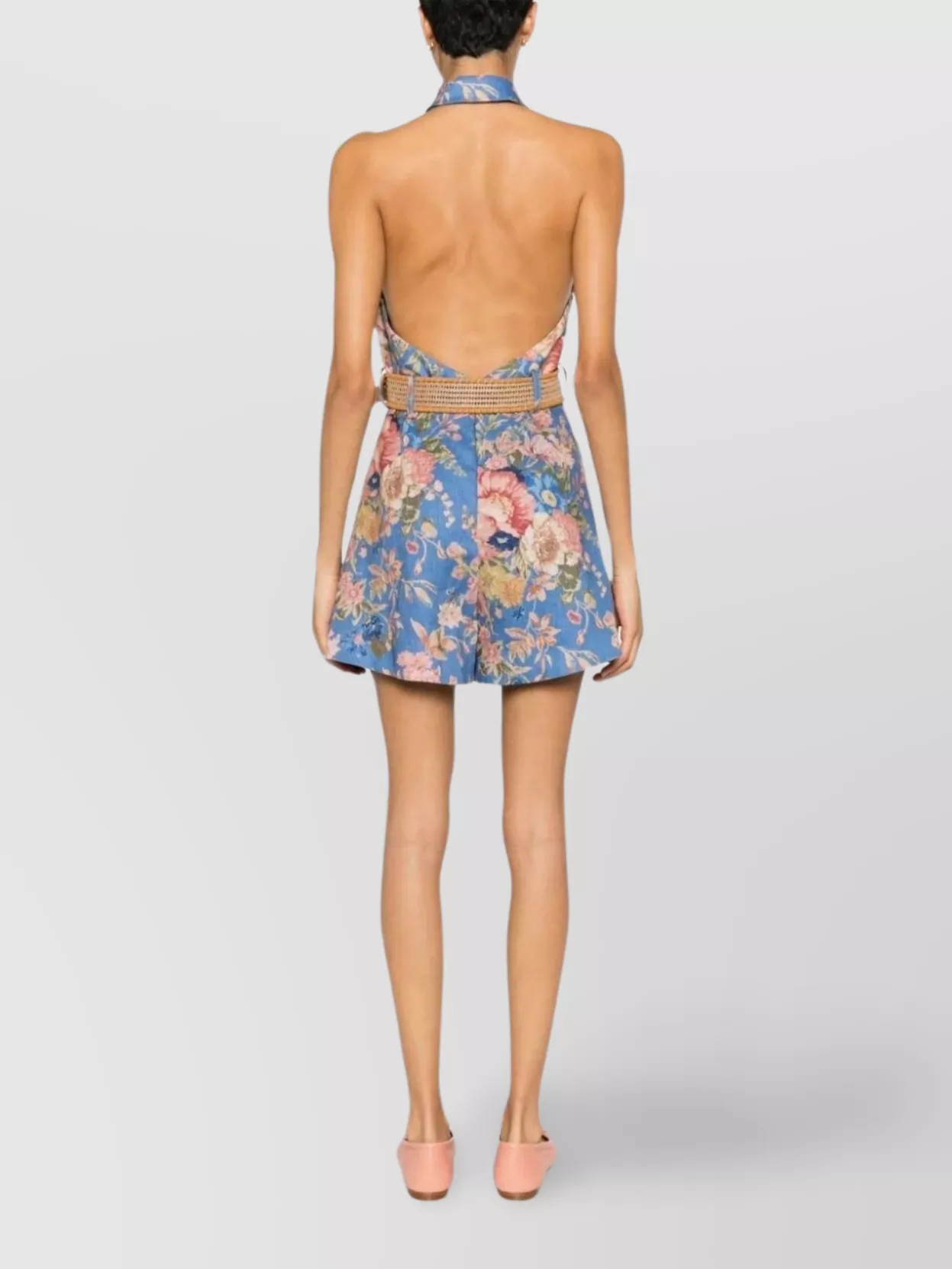 Zimmermann Floral Halterneck Belted Playsuit