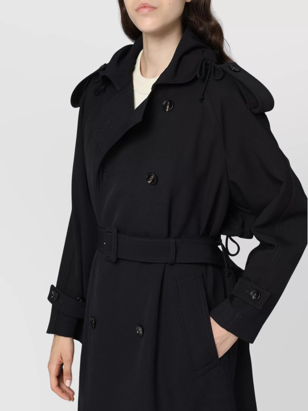 Bottega Veneta Belted Trench Coat With Epaulettes And Pockets