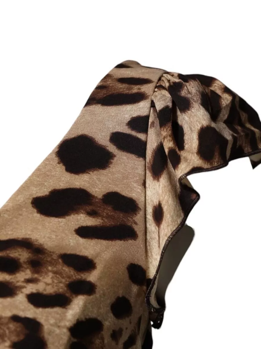 Dolce&Gabbana Silk Leopard Sleeveless Sheath Midi Dress