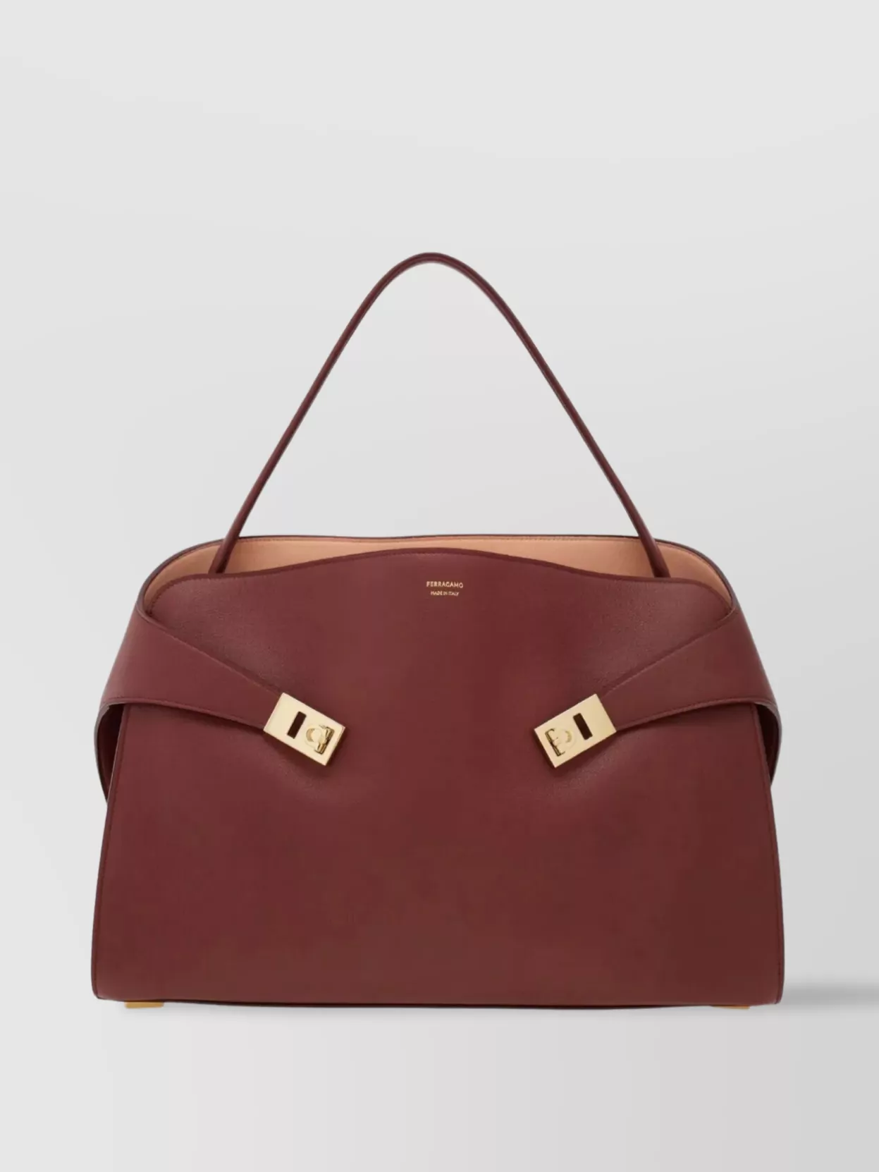 FERRAGAMO LARGE HUG STRUCTURED TOP HANDLE SHOULDER BAG