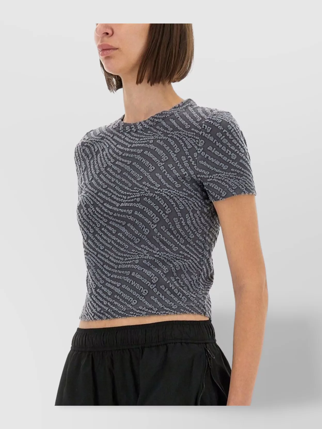 Alexander Wang Short Sleeve Round Neck Cropped Top