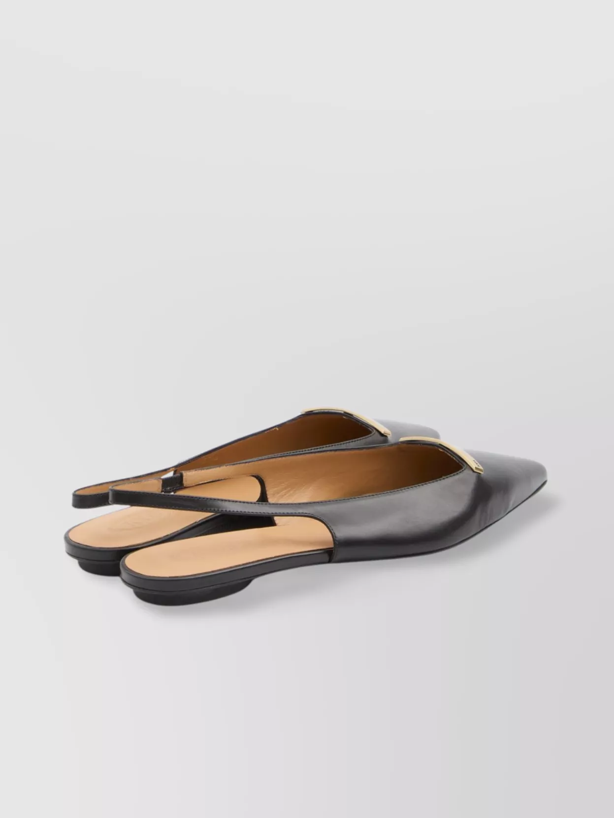 Tod's Leather Flat Ballerinas With Gold-Tone Detail