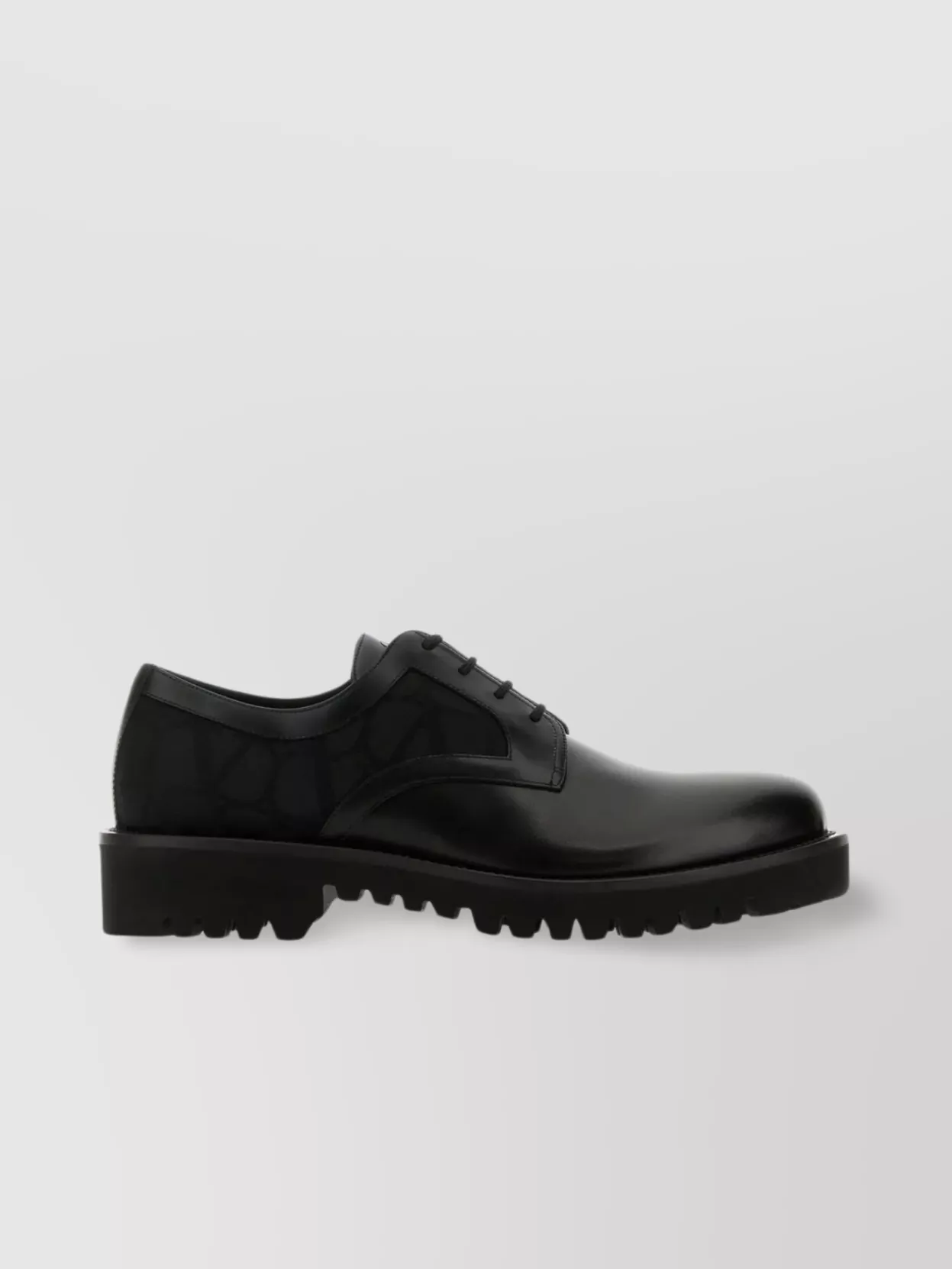 Shop Valentino Iconographic Toile Leather Lace-up Loafers In Black
