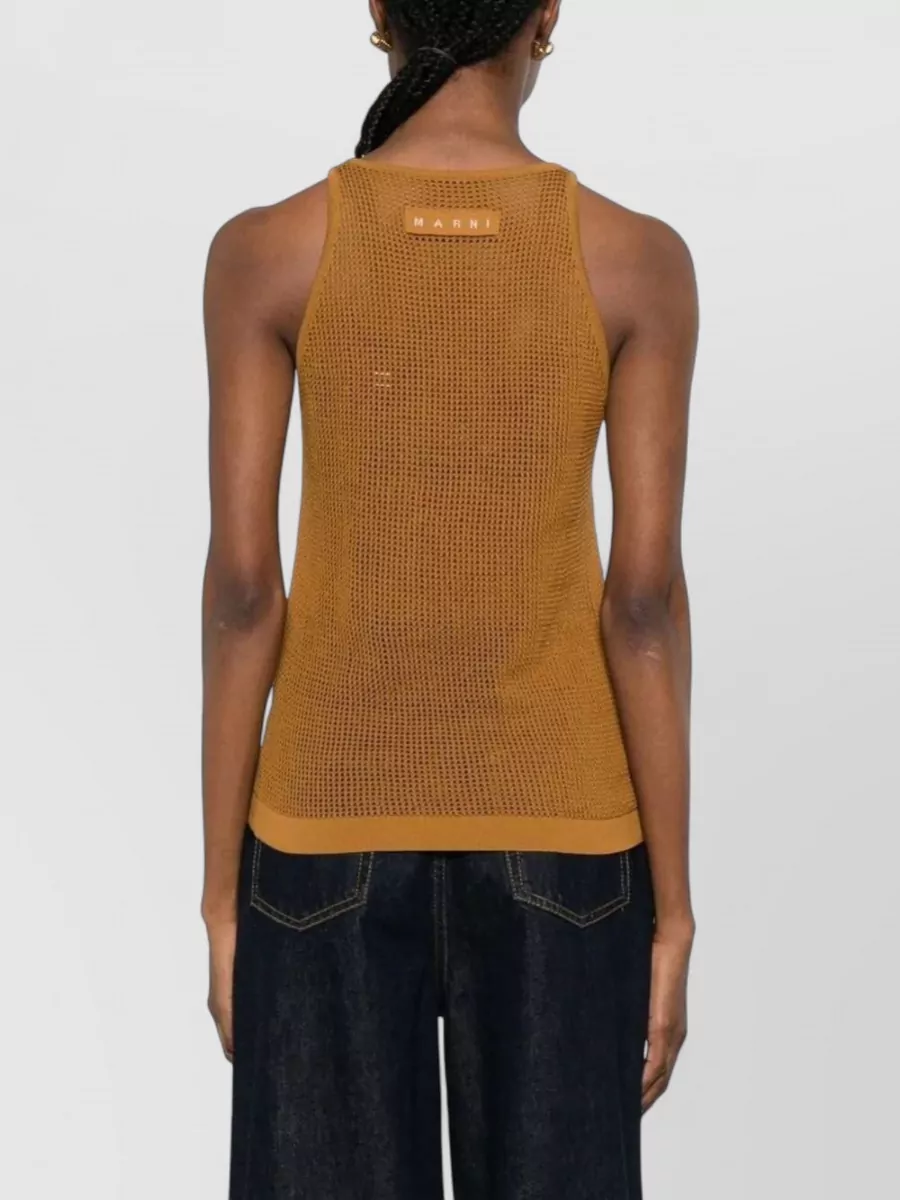 Marni Ribbed Floral-Mesh Knitted Top