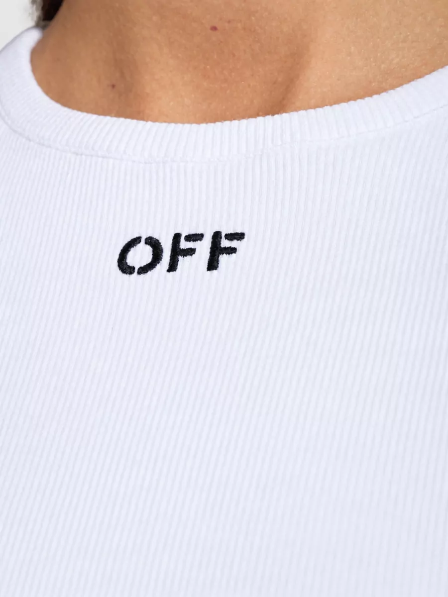 Off-White Ribbed Fitted T-Shirt