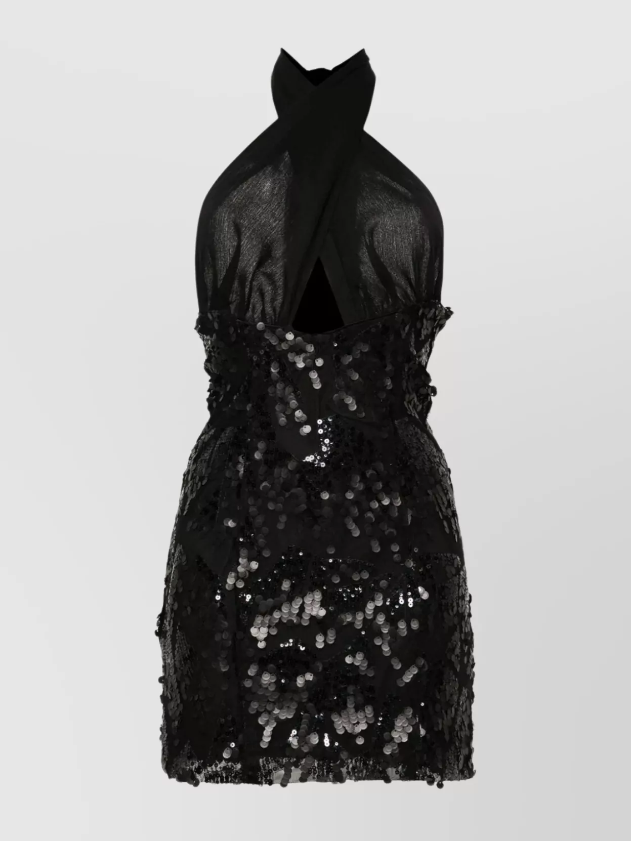 black backless summer dress Italian Summer Tie Neck Midi Dress Black main image 0