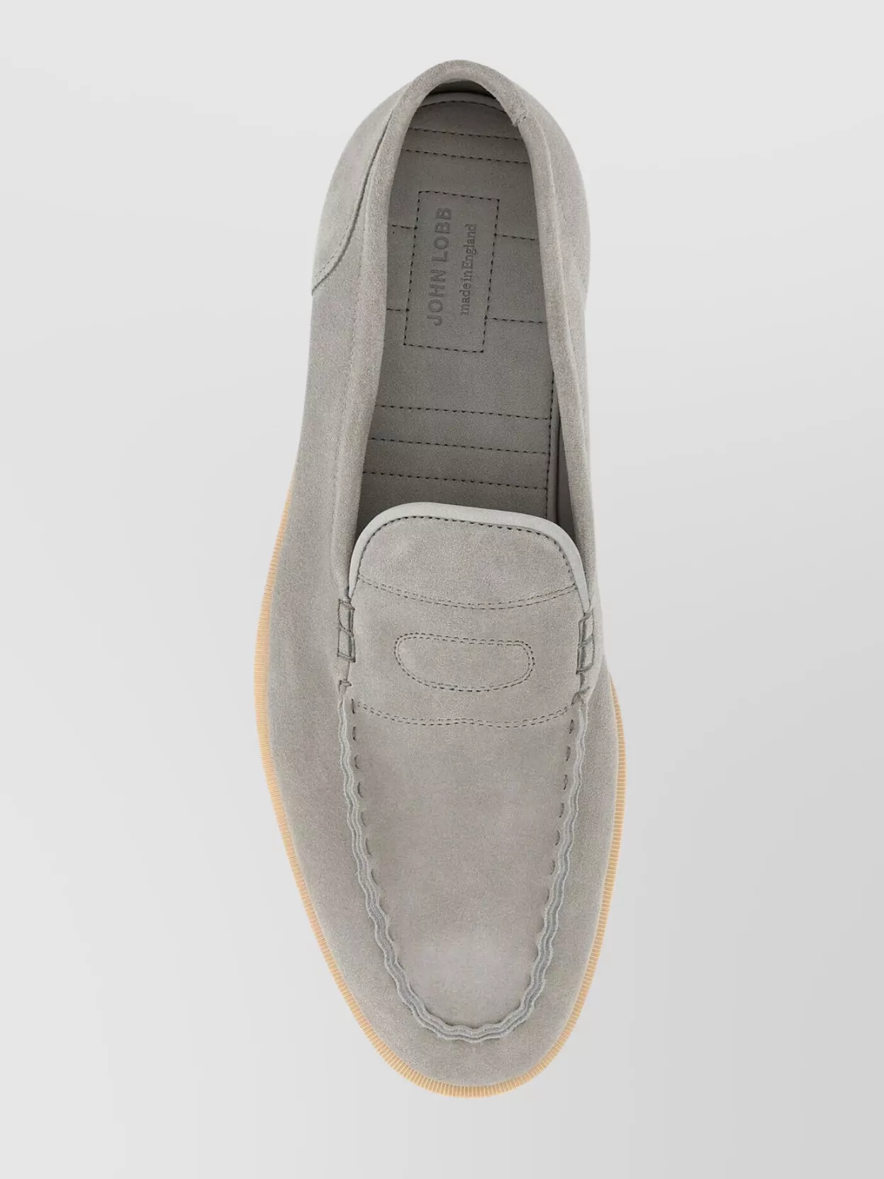 John Lobb Light Grey Suede Pace Loafers