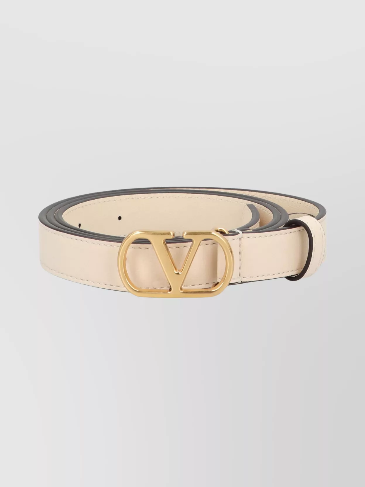 Valentino Garavani Signature Leather Belt Gold Buckle