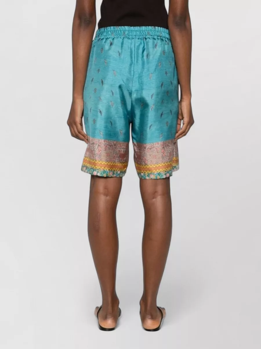 Pierre Louise Mascia Silk Nylon Knee Length Floral Shorts