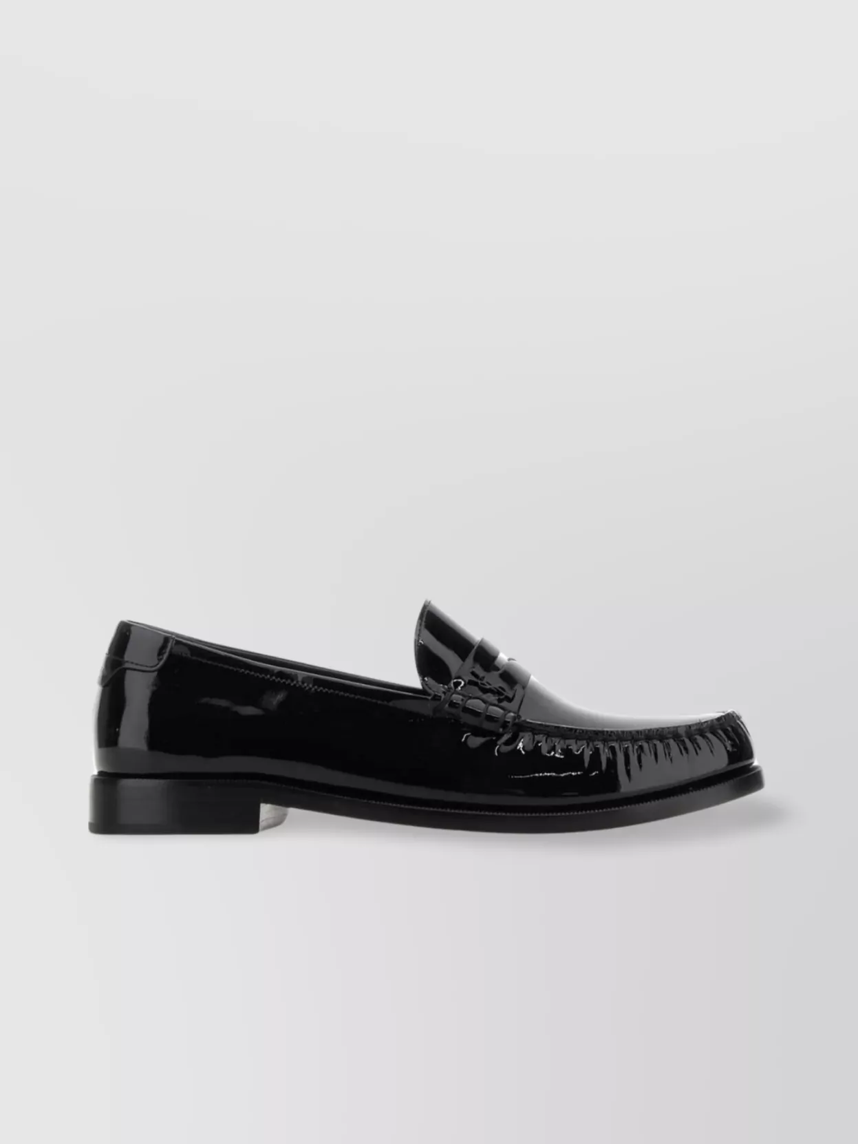 Shop Saint Laurent Polished Patent Leather Loafers In Black