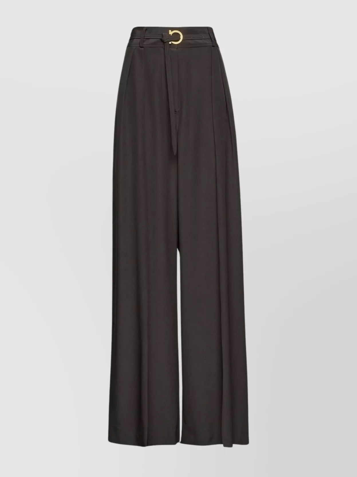 Shop Ferragamo High-waisted Pleated Palazzo Trousers In Brown