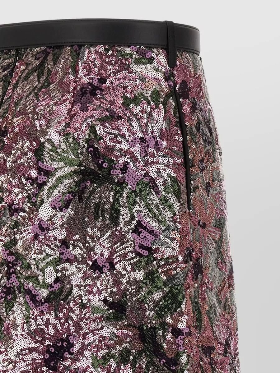 Self-Portrait Sequin Floral-Embroidered Mini Skirt