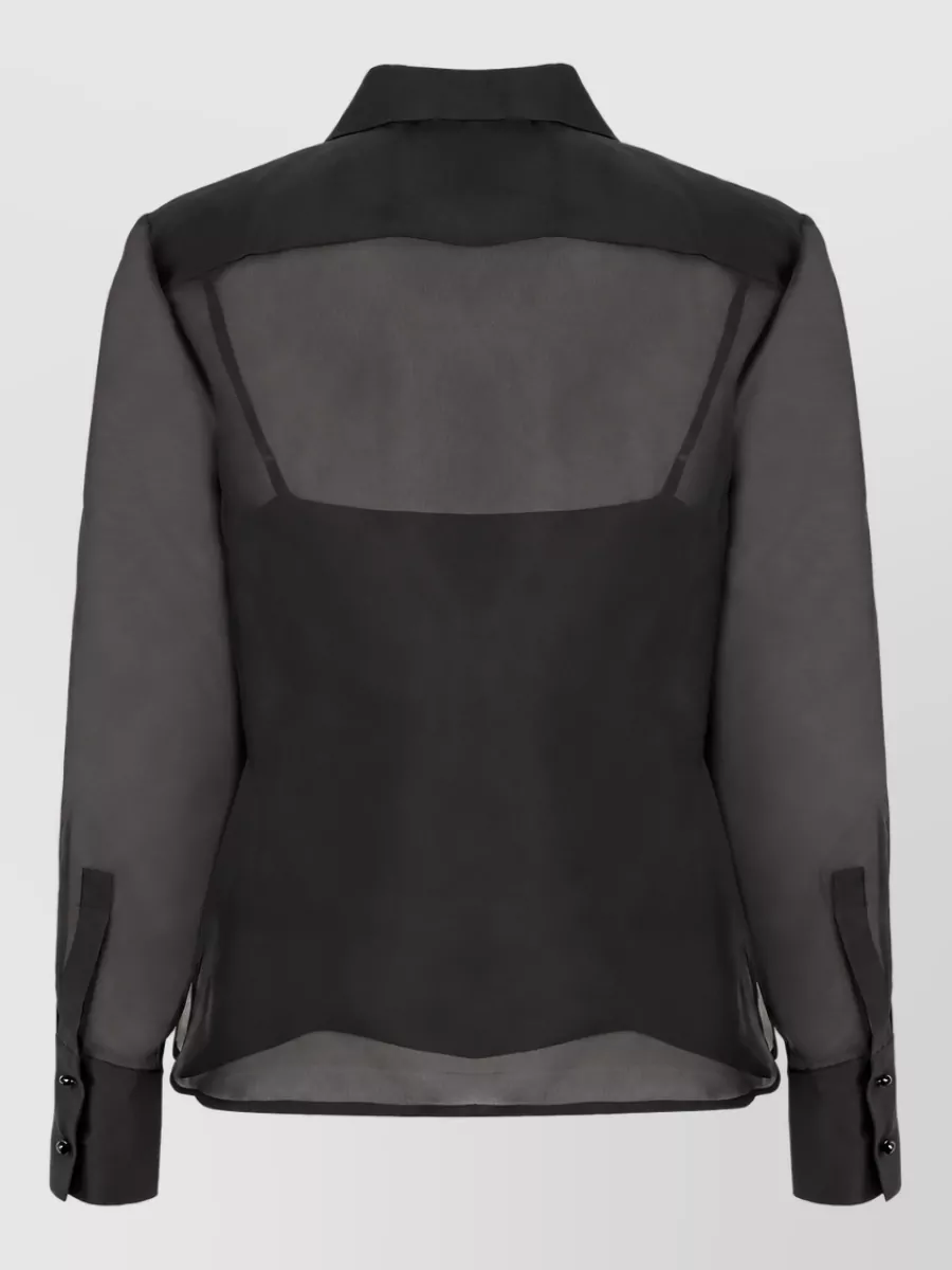 S Max Mara Silk Chiffon Long-Sleeve Shirt