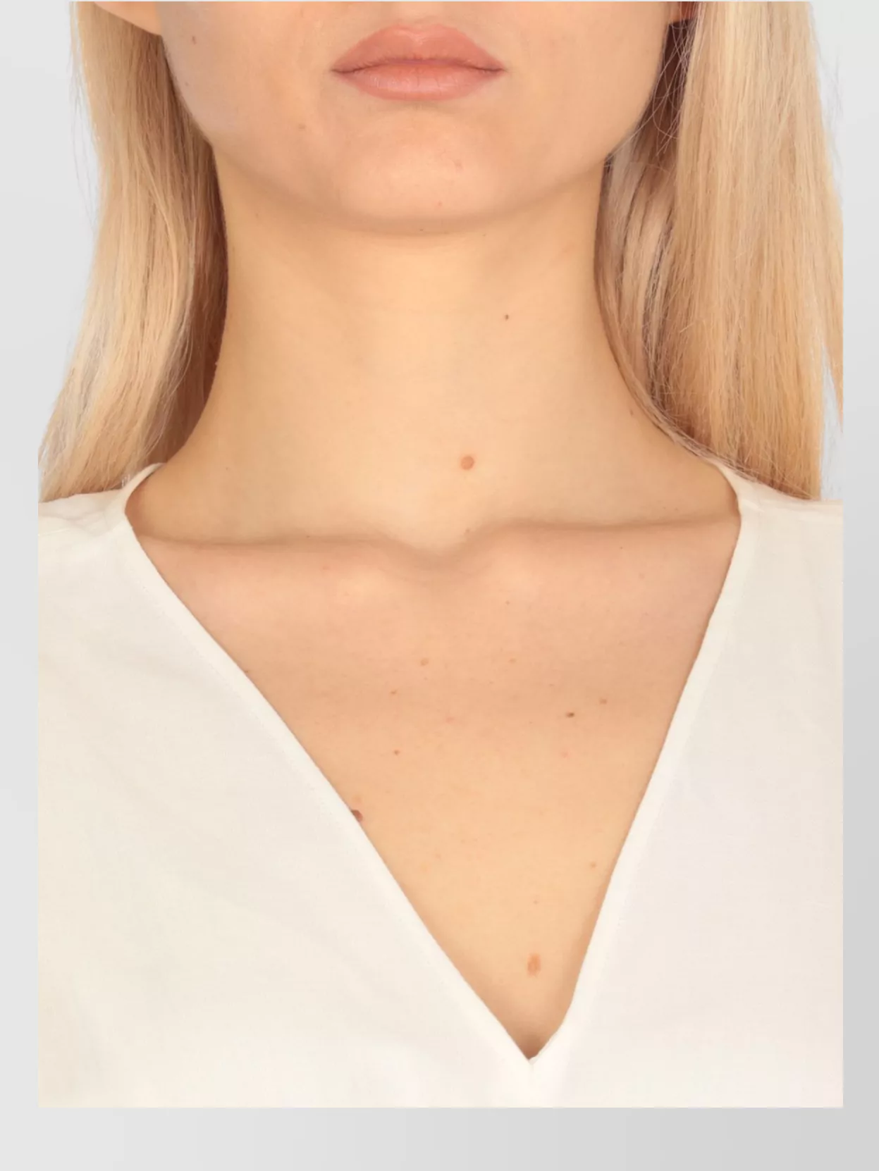 Fabiana Filippi Draped Waist Sleeveless V Neck Midi Dress In White