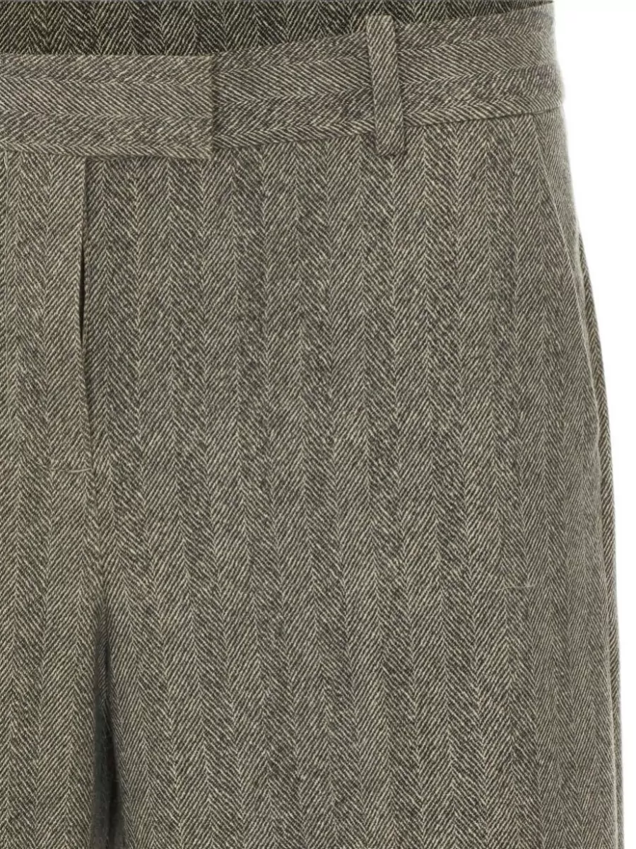 Circolo 1901 Herringbone Straight-Leg Suit Trousers