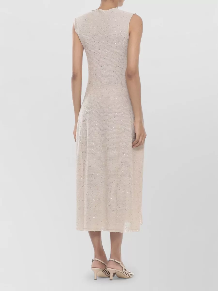 Antonelli Firenze Sequined Sleeveless Knee-Length Knitted Dress