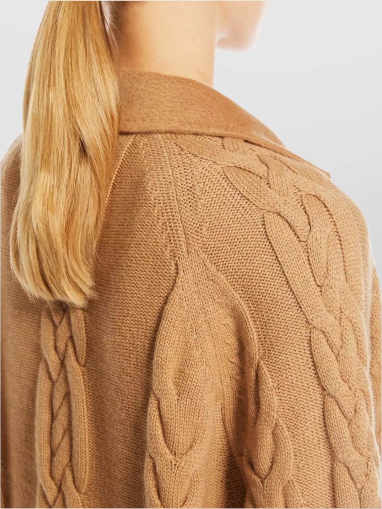 Max Mara Cable Knit Wool Cashmere Double Breasted Pea Coat