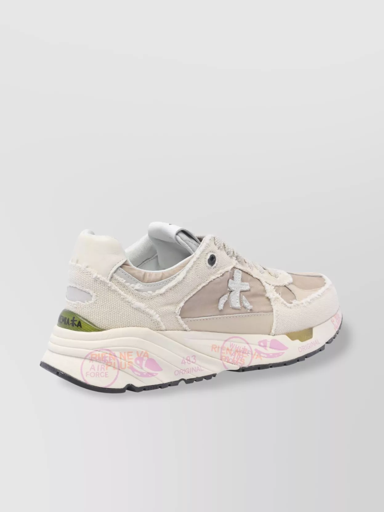 Premiata Fabric And Leather Low Top Sneakers