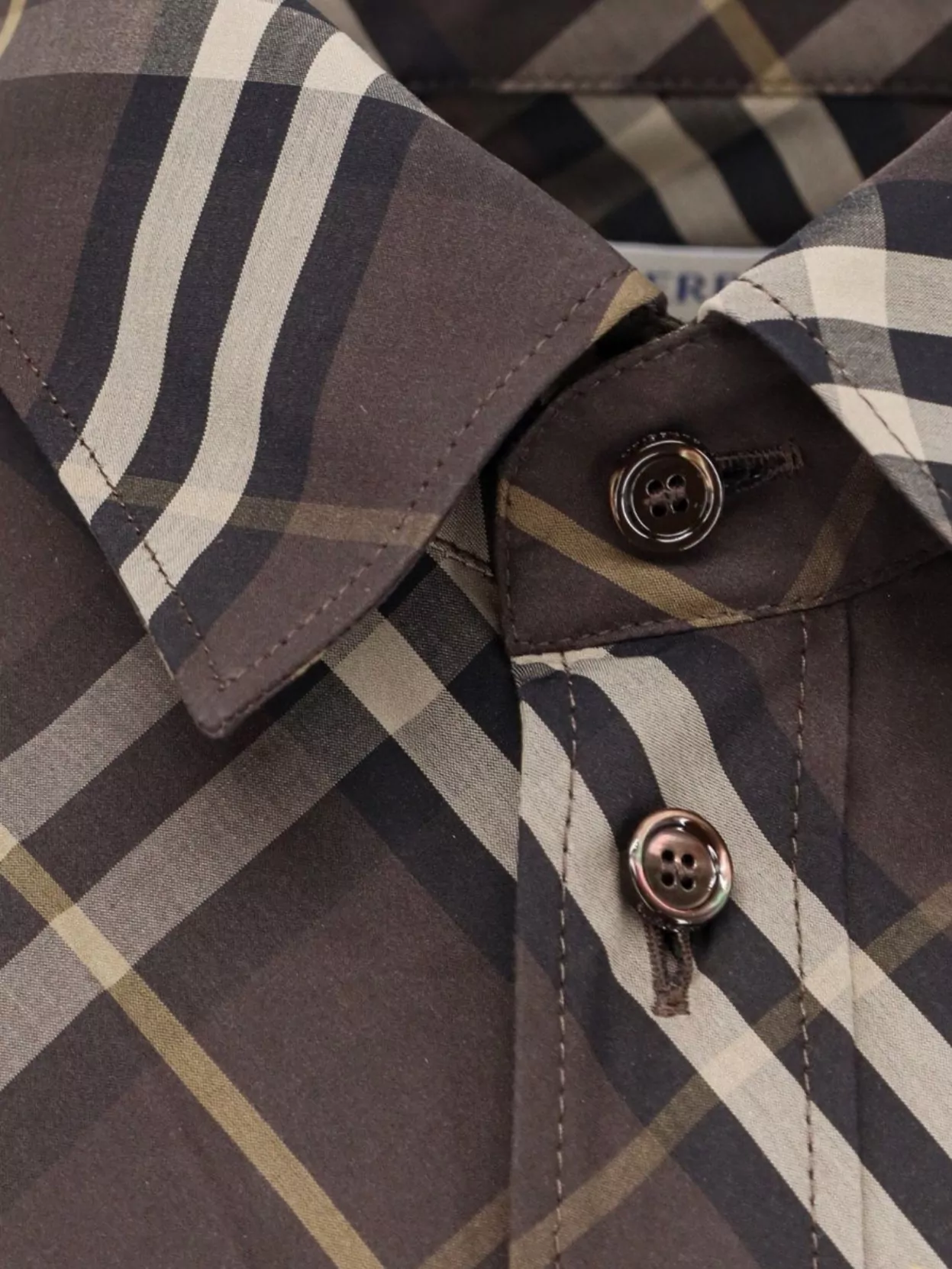 Burberry Long Sleeve Button-Down Shirt With Plaid Design