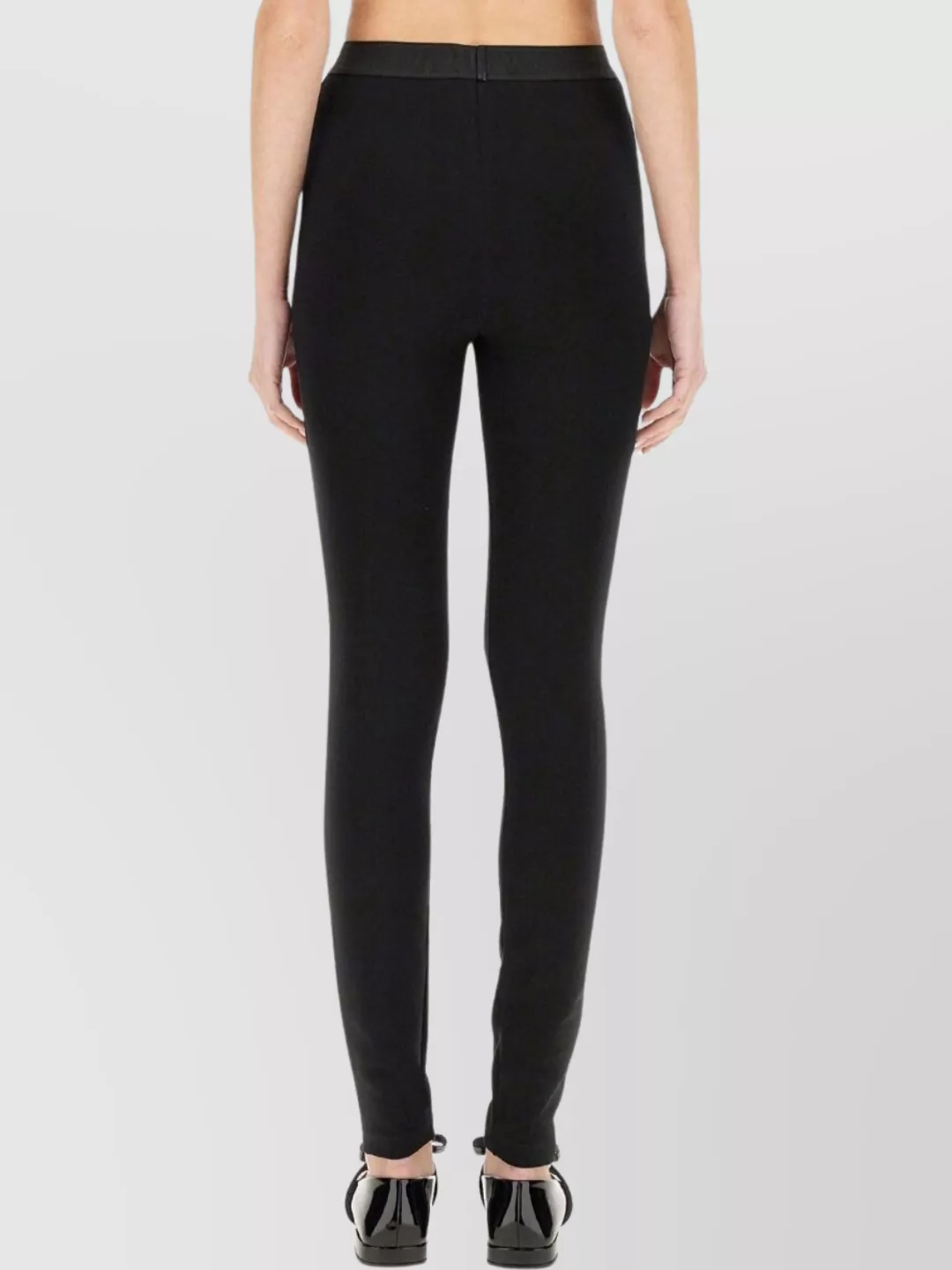 Versace Logo Print Slim Fit Ankle Length Leggings In Black