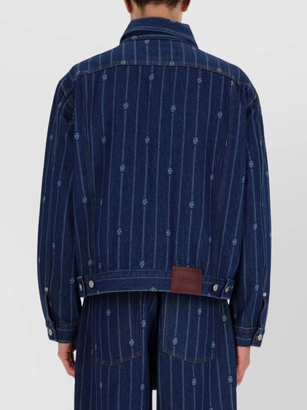 Drôle De Monsieur Striped Collared Jacket Chest Pockets