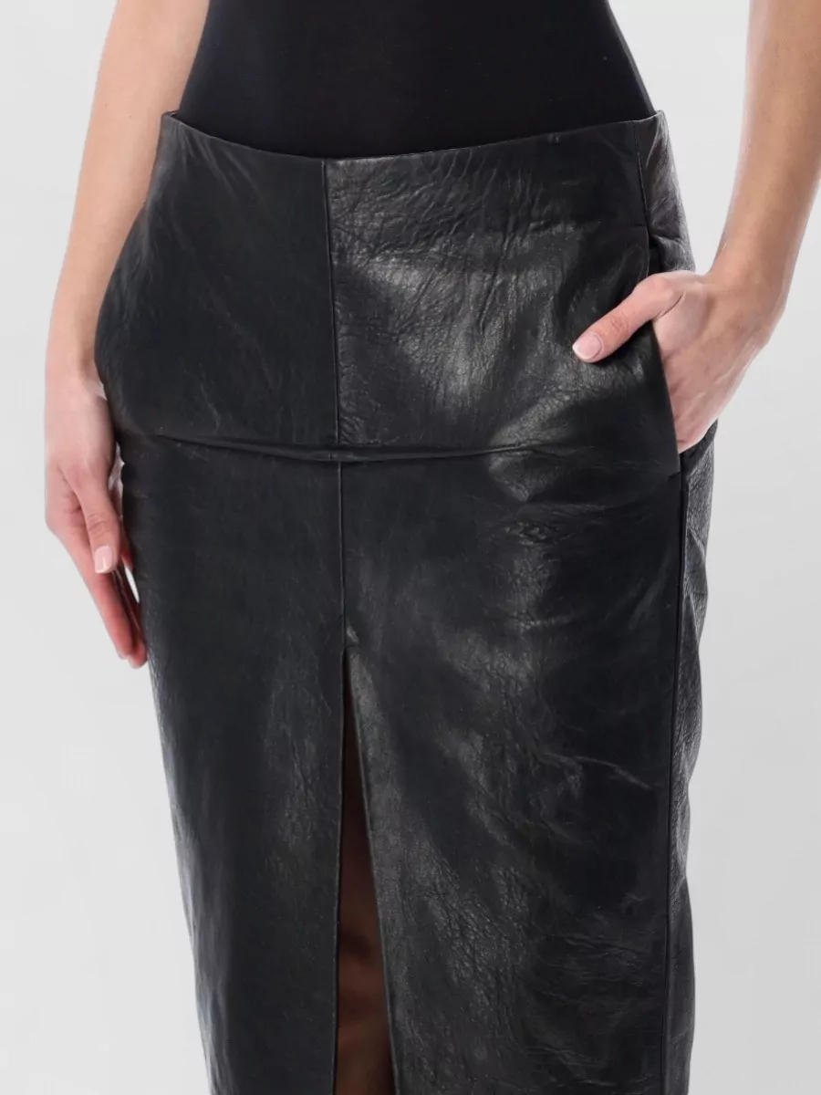 Rick Owens High Waist Skirt Front Slit Midi