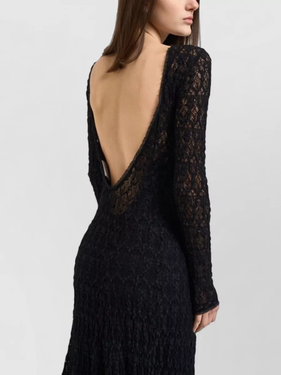 Forte Forte Lace Long-Sleeve Open-Back Maxi Dress