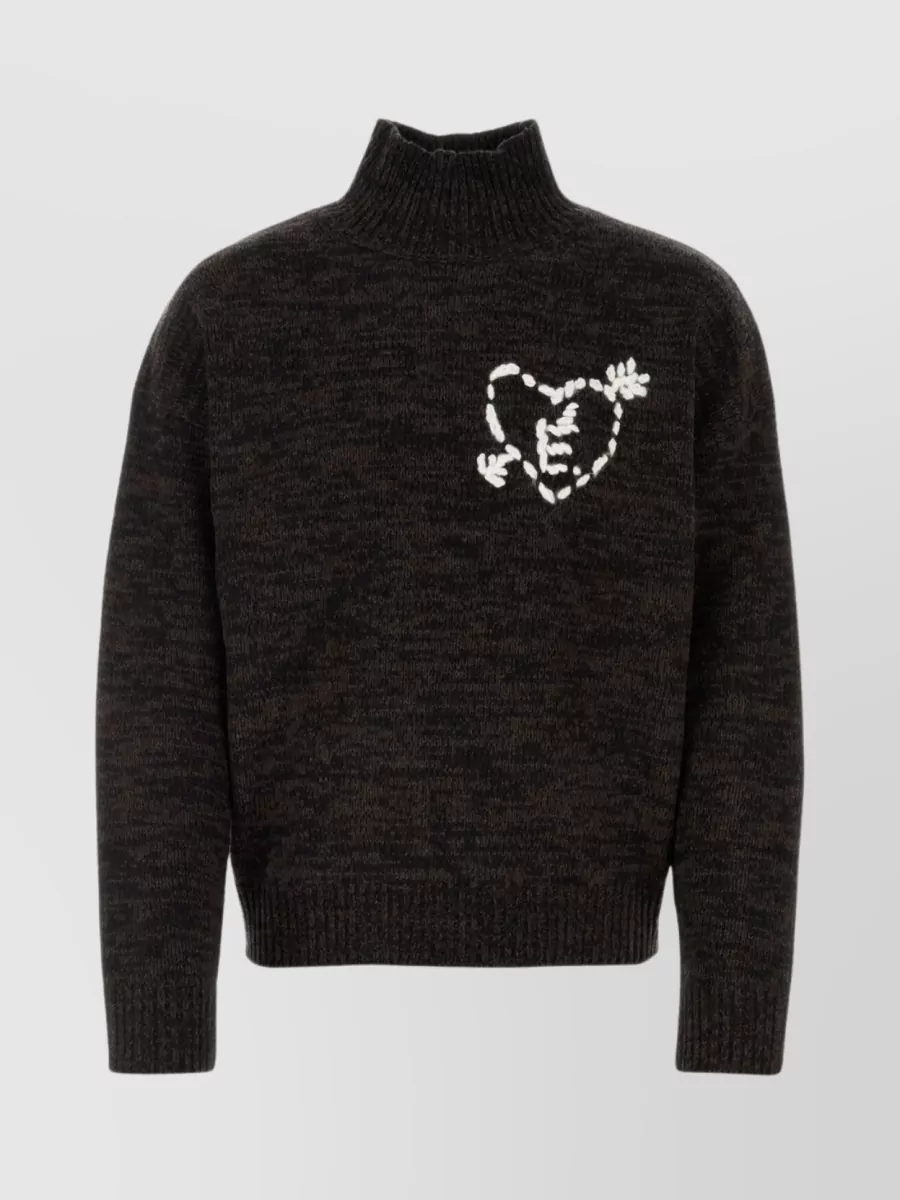 Shop Etudes Studio Wool Drop Shoulder Cropped Sweater In Brown
