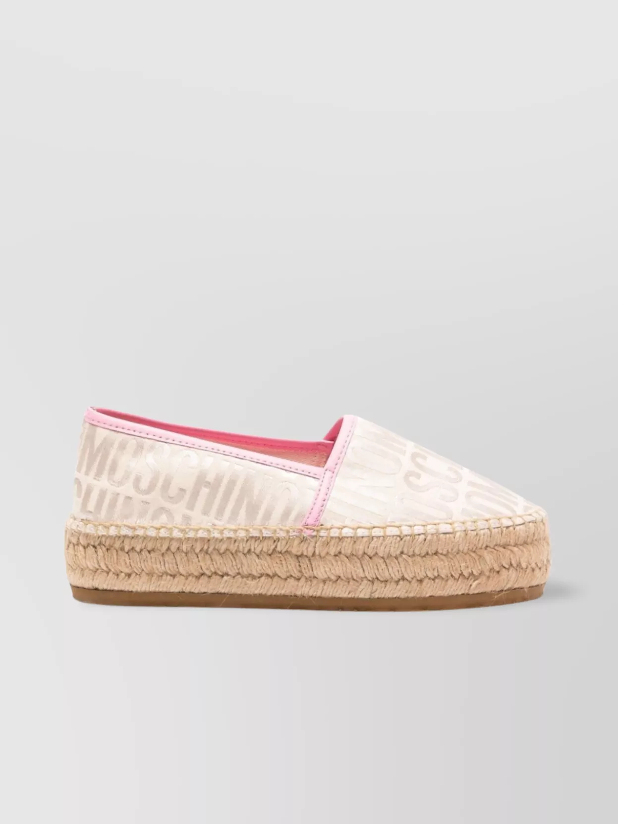 Shop Moschino Almond Toe Sandals With Espadrille Sole In Cream