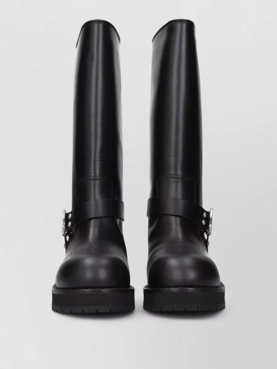 Off-White leather flat boots
