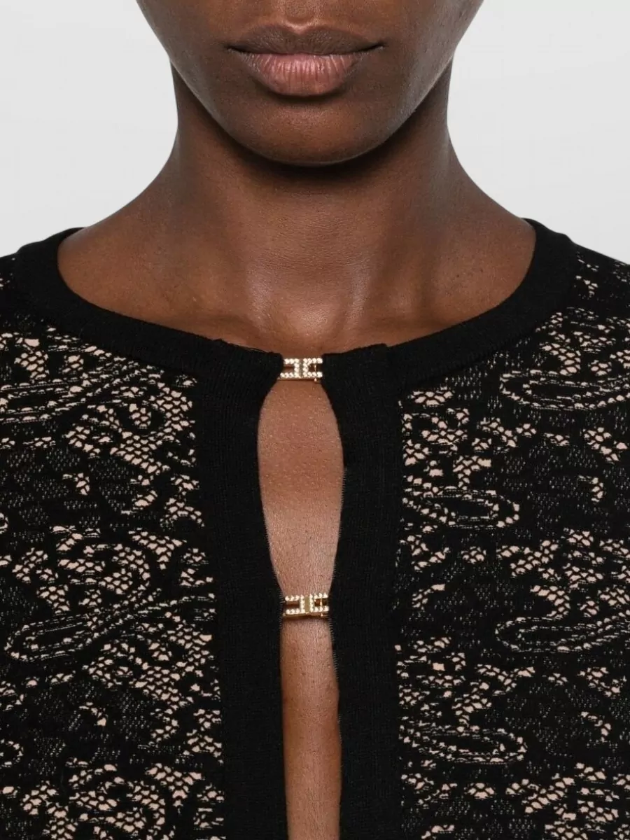 Elisabetta Franchi Lace Cropped Cardigan