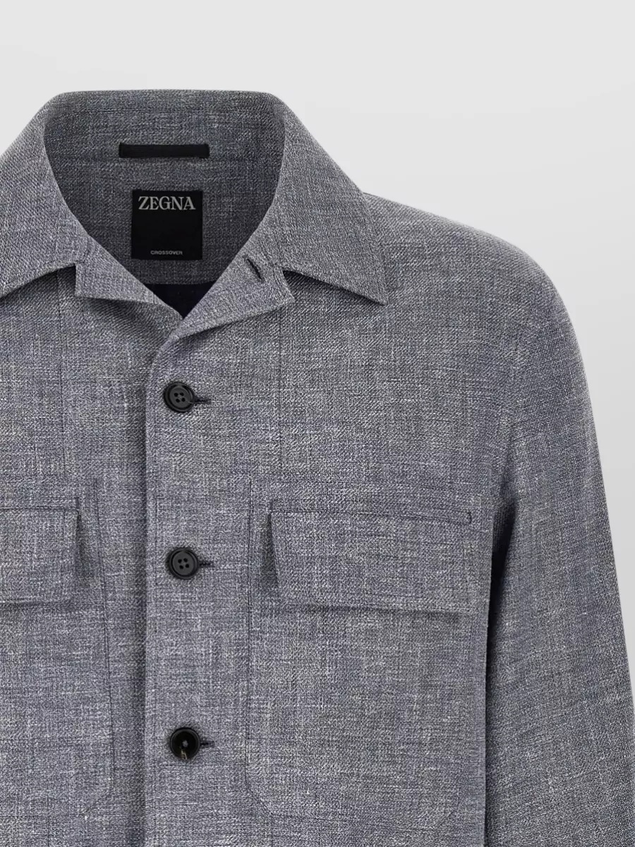 Zegna Linen Blend Long-Sleeve Shirt Jacket