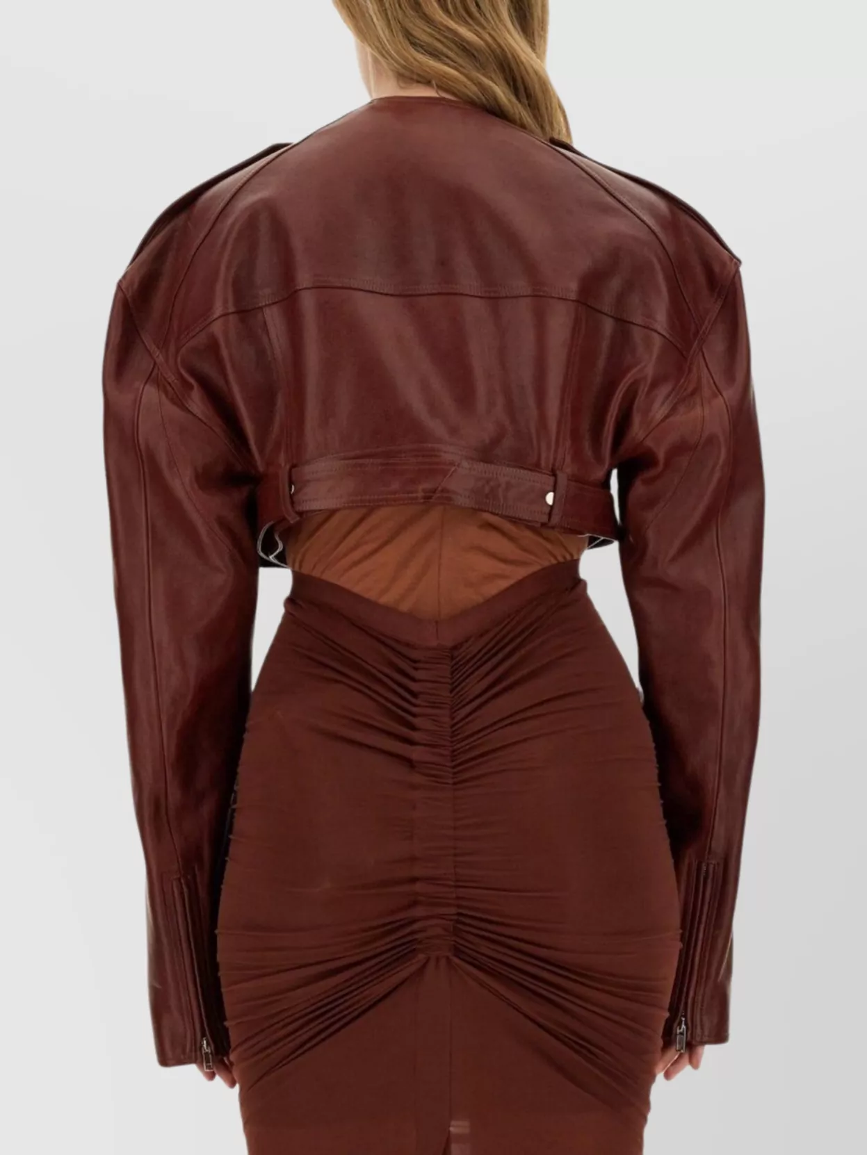 Rick Owens Waist Belted Cropped Leather Jacket