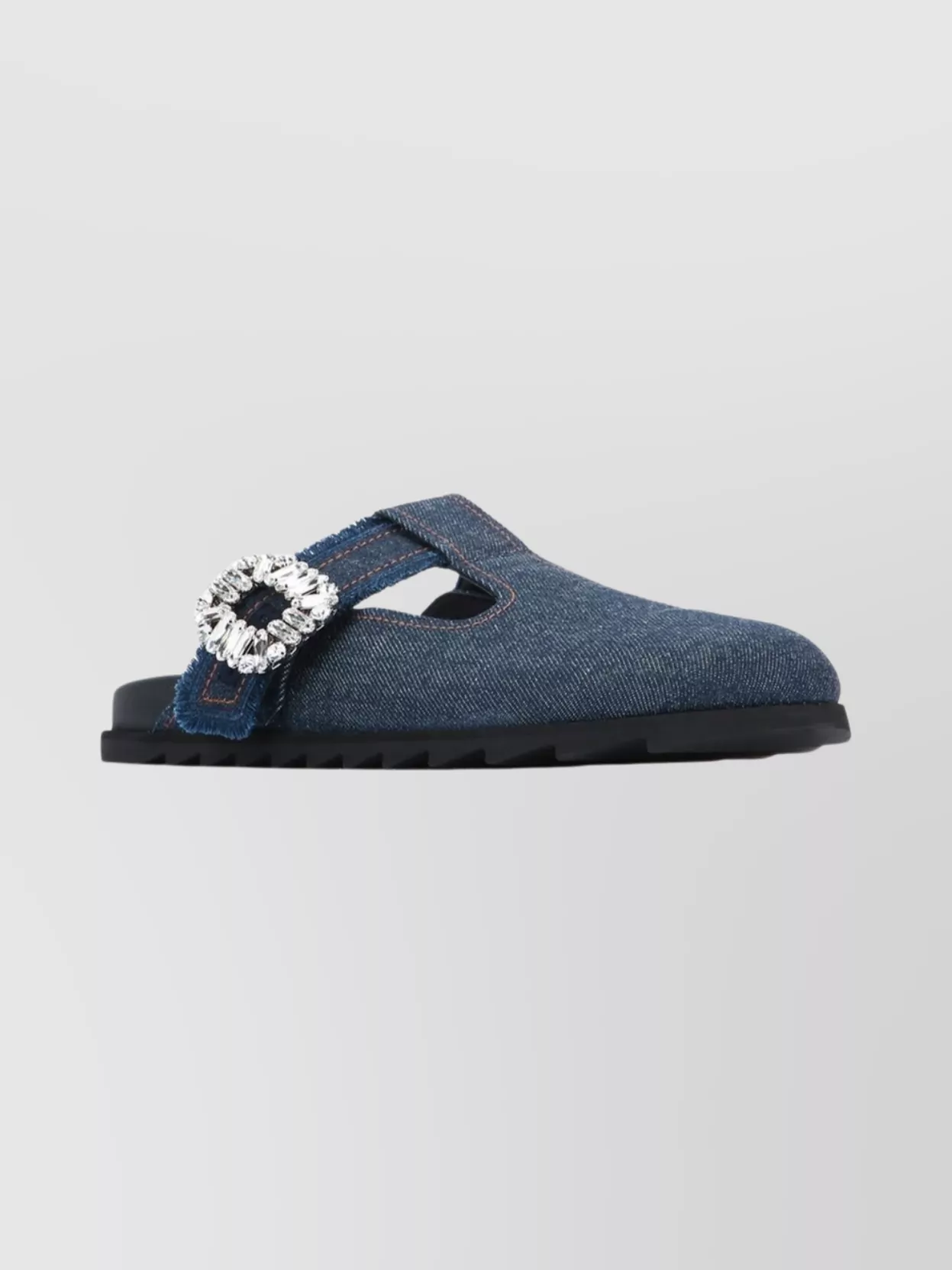 Roger Vivier Slidy Viv Embellished Denim Mules