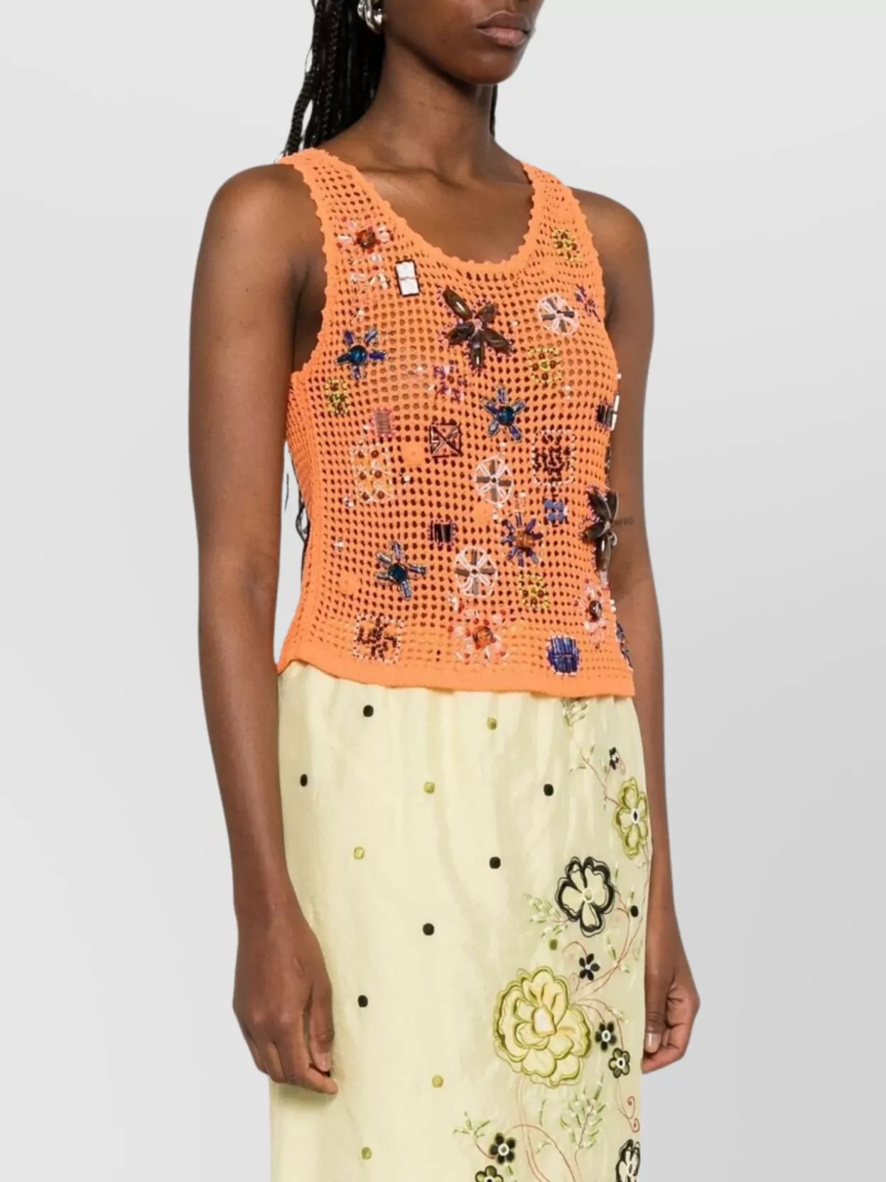 Kenzo Crochet Floral Sleeve Detail Top