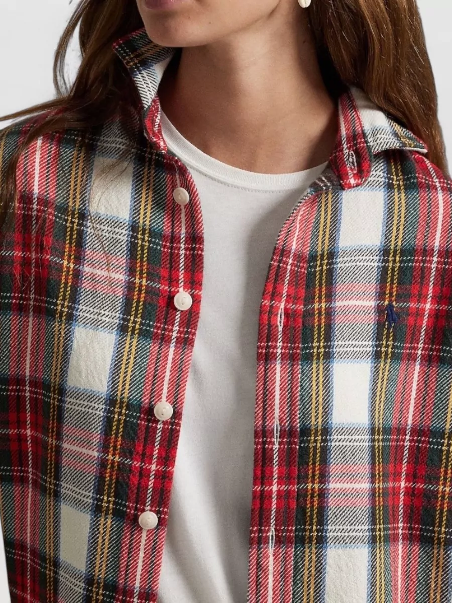 Ralph Lauren Logo Shirt Long Sleeves Plaid Pattern