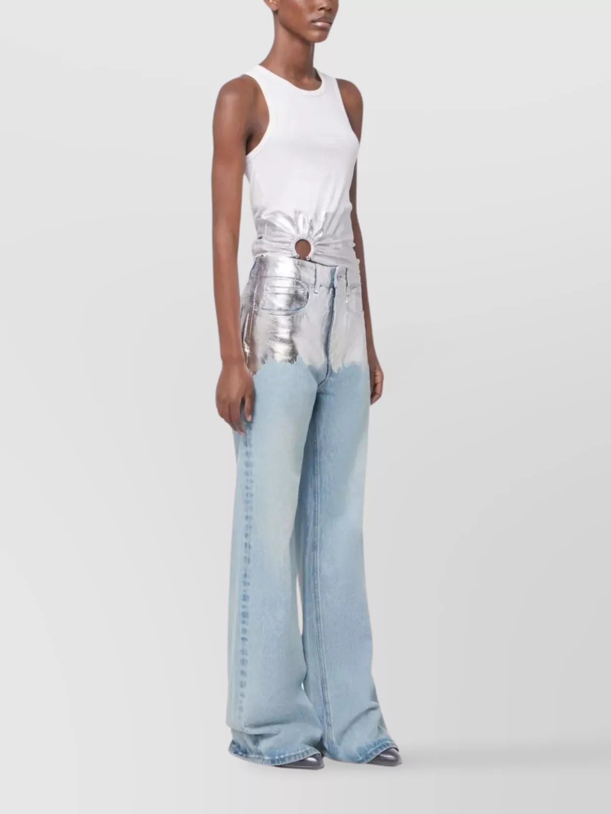 Paco Rabanne Trousers With Metallic Detail And Finish