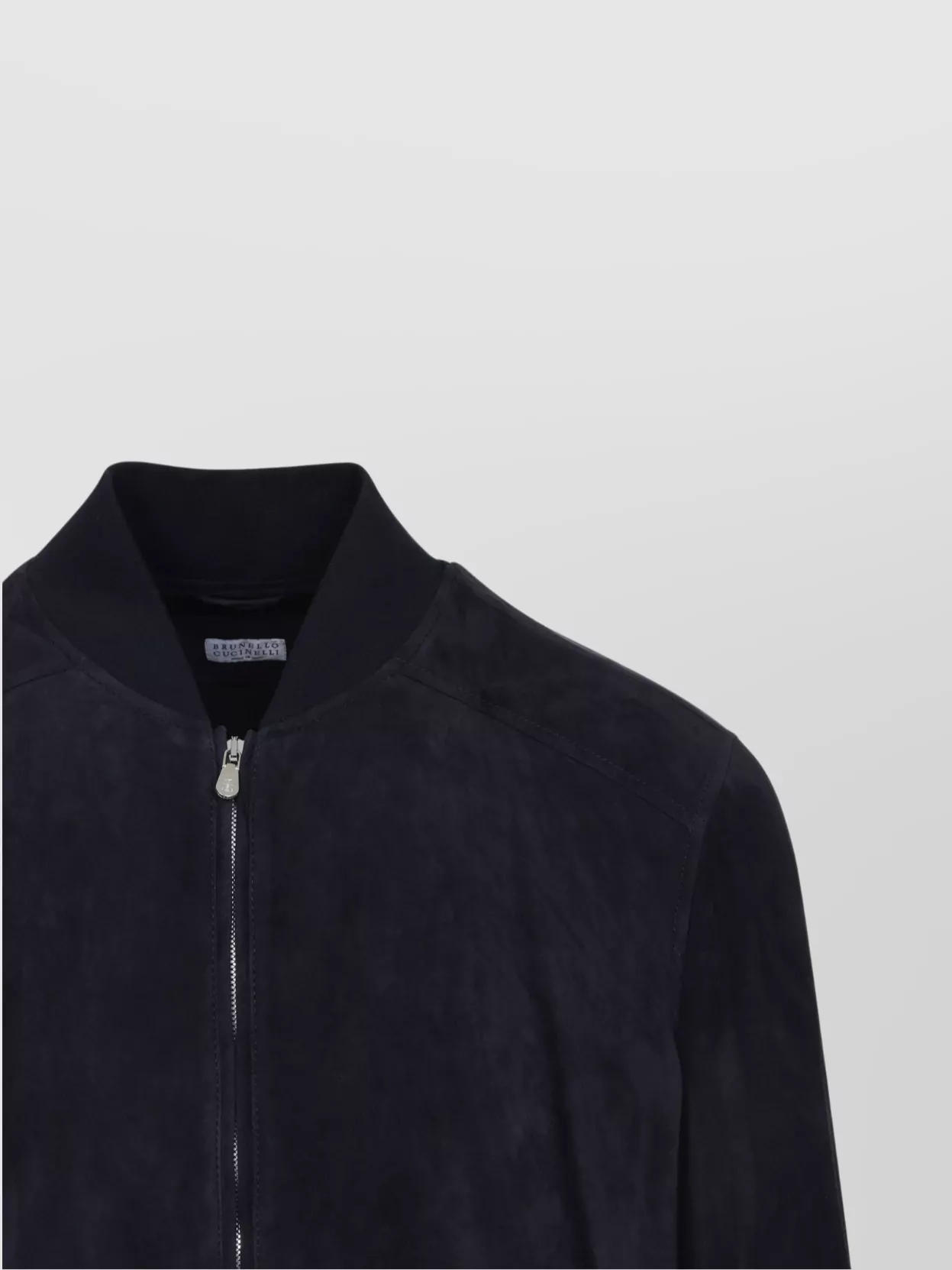 Brunello Cucinelli Ribbed Edges Suede Leather Jacket In Black
